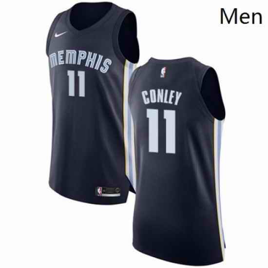 Mens Nike Memphis Grizzlies 11 Mike Conley Authentic Navy Blue Road NBA Jersey Icon Edition